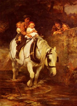 Pets and Children Painting - Steady rural family Frederick E Morgan pet kids